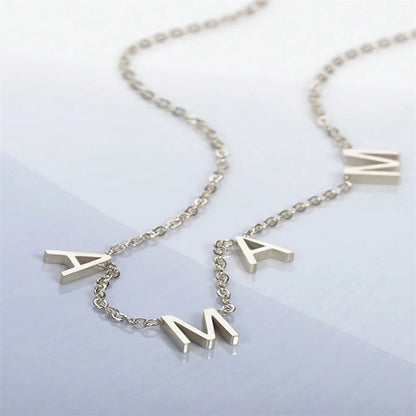 Custom Letters Name Necklace for Women Gold Color Stainless Steel Personalized Names Initials MAMA Pendant Necklace Jewelry Gift