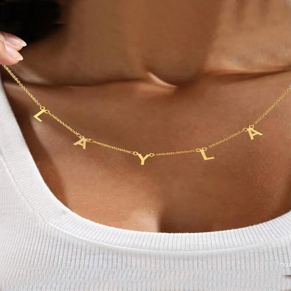 Custom Letters Name Necklace for Women Gold Color Stainless Steel Personalized Names Initials MAMA Pendant Necklace Jewelry Gift